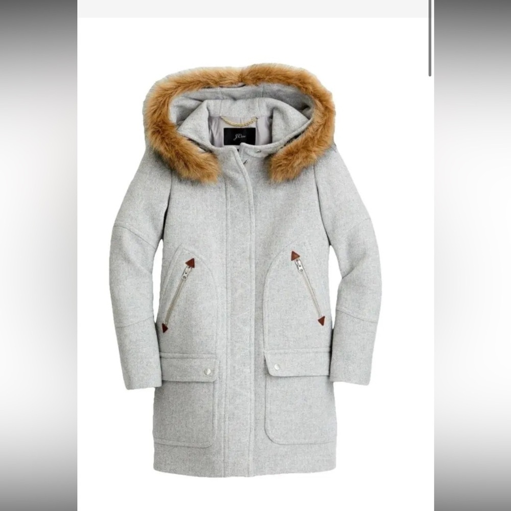 Crew Chateau Parka in Italian stadium-cloth wool with a removable fur trim 00